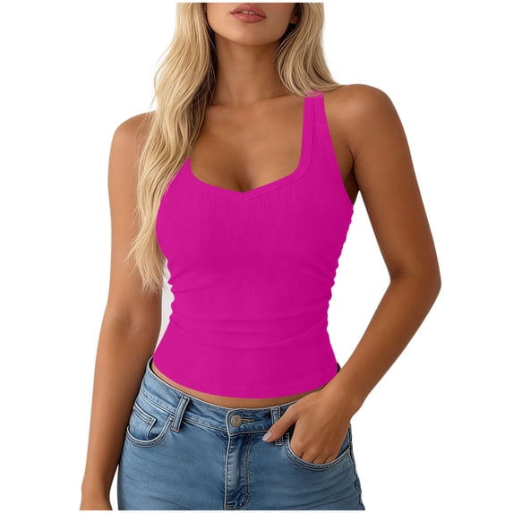 Dvprdro Womens Soft Stretchy Ruched Tank Tops Crewneck Sleeveless Pull On Solid Casual Summer T Shirts
