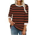 thumbnail image 1 of Dvprdro Womens Striped Printed 3/4 Sleeve Tops Casual Round Neck Pullover Blouse Fashion Loose T-Shirt Top, 1 of 5