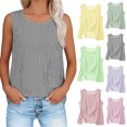 thumbnail image 1 of Dvprdro Womens Striped Tank Tops Cotton Linen Style Sleeveless Round Neck Blouses Casual Summer Basic Tees, 1 of 8