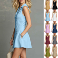 thumbnail image 1 of Dvprdro Womens Summer 2026 Sleeveless Collared Button Front Asymmetric Hem Loose A Line Mini Dress Casual, 1 of 6