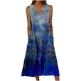 thumbnail image 1 of Dvprdro Womens Summer Boho Tank Dress Fashion Floral Printed Button V Neck Sleeveless Flowy Casual Loose Beach Sun Midi Dress, 1 of 4