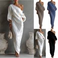 thumbnail image 1 of Dvprdro Womens Summer Party Maxi Dress Off Shoulder 3/4 Sleeve Bodycon Solid Ruched, 1 of 8