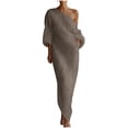 thumbnail image 1 of Dvprdro Womens Summer Party Maxi Dress Off Shoulder 3/4 Sleeve Bodycon Solid Ruched, 1 of 9