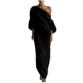 thumbnail image 1 of Dvprdro Womens Summer Party Maxi Dress Off Shoulder 3/4 Sleeve Bodycon Solid Ruched, 1 of 9