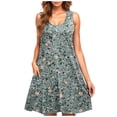thumbnail image 1 of Dvprdro Womens Sundress Summer Fashion Floral Printed Crew Neck Sleeveless Flowy Boho A Line Tank Casual Loose Beach Mini Dress, 1 of 5