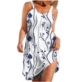 thumbnail image 1 of Dvprdro Womens Sundress Summer Fashion Floral Printed Crew Neck Spaghetti Strap Pleated Boho Casual Loose Beach Sun Mini Dress, 1 of 4