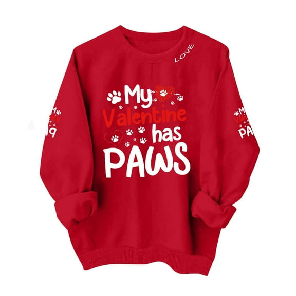 Dvprdro Womens Valentine's Crewneck Sweatshirts Blouse Long Sleeve Heart Print Pullover Shirts Tops for Women