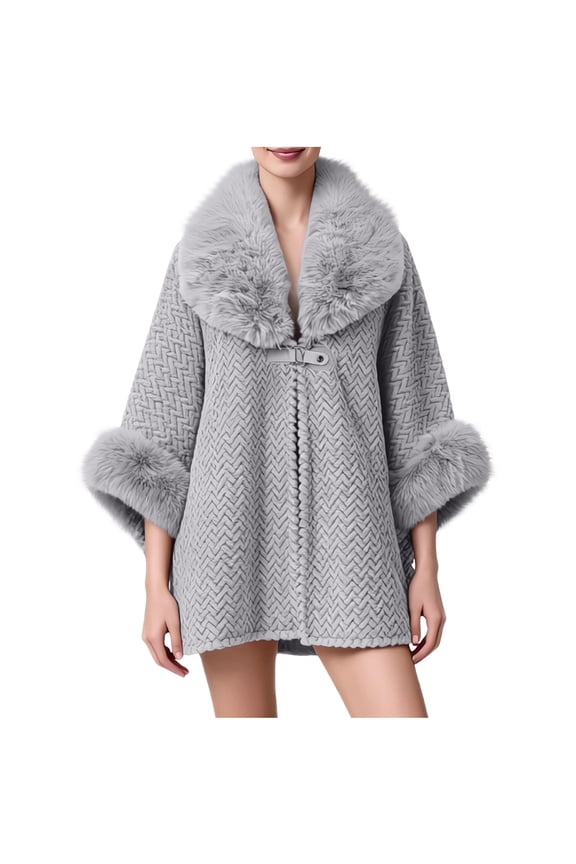 Womens Winter Shawl Jacket Fleece Warm Faux Furs Collar Cardigan Evening Dresses Formal Bridal Dressy Cape Warm Fall Winter Wedding Party Cloaks