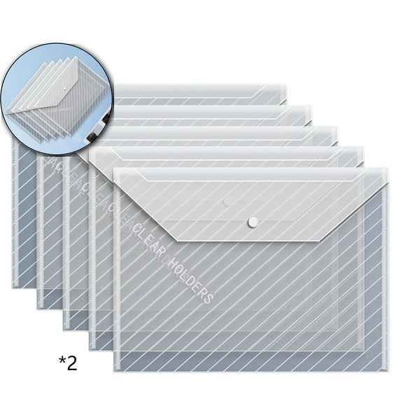 Dvruxg 10 Pcs Plastic Envelopes File Folders Document Organizer A4 Letter Size Paper Holder Organizer Color Envelopes with Snap Closure File Bags for Office
