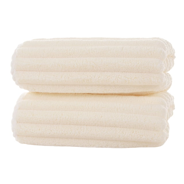Dvruxg 2 Pack Soft Bath Sheet Towels, 30x13 Inch Microfiber Ribbed Oversized Bath Towels Extra Large for Bathroom, Home, Hotel, Spa, Beach, Pool, Gym