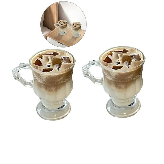 Dvruxg 2 Pcs Iced Coffee Candle Novelty Candles Natural Soy Wax for Home Bedroom Decor Birthday Women Sister Presents