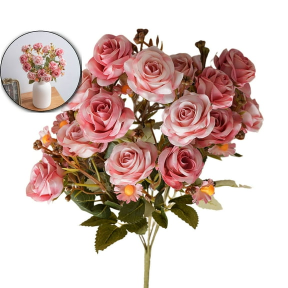 Dvruxg 21 Heads Artificial Flowers Mini Rose Bouquet Silk Rose Bouquet Wedding Home Office Floral Decor