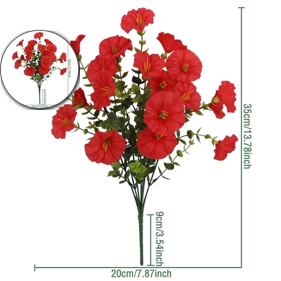 Dvruxg 3 Pcs Artificial Flowers for Outdoors UV Resistant Silk Flowers Outdoor Faux Plastic Wild Flowers Bush Faux Flowers for Planters Indoor Outside Garden Porch Pots Patio Decor