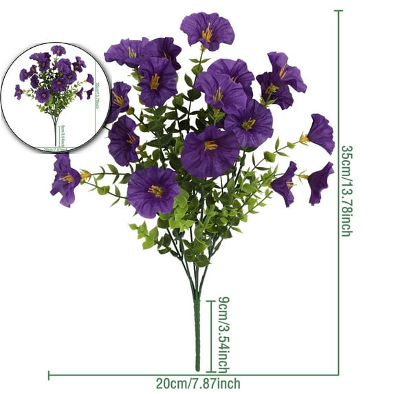 Dvruxg 4 Pcs Artificial Flowers for Outdoors UV Resistant Silk Flowers Outdoor Faux Plastic Wild Flowers Bush Faux Flowers for Planters Indoor Outside Garden Porch Pots Patio Decor