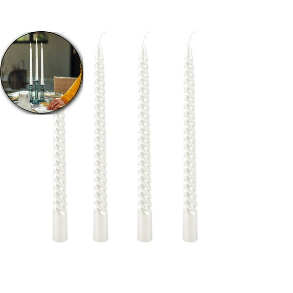 Dvruxg 4Pcs/Pack 10 Inch Taper Candles, Unscented Spiral Candles with Cotton Wicks, Tall Dripless Candles for Home, Dinner, Party or Wedding