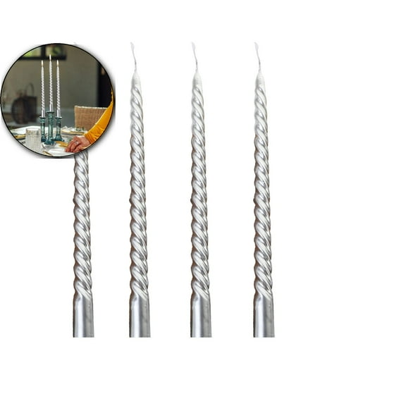 Dvruxg 4Pcs/Pack 10 Inch Taper Candles, Unscented Spiral Candles with Cotton Wicks, Tall Dripless Candles for Home, Dinner, Party or Wedding