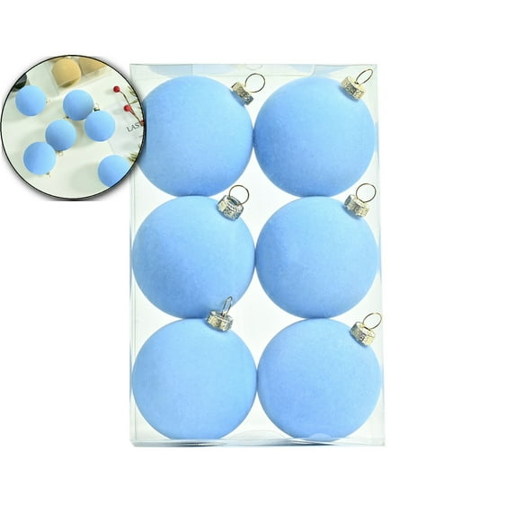 Dvruxg 6 Pcs Velvet Christmas Ball Ornaments Set, Flocked Xmas Tree Decoration, Shatterproof Decorative Hanging Balls for Party Holiday Wreath Garland Christmas Tree Decoration
