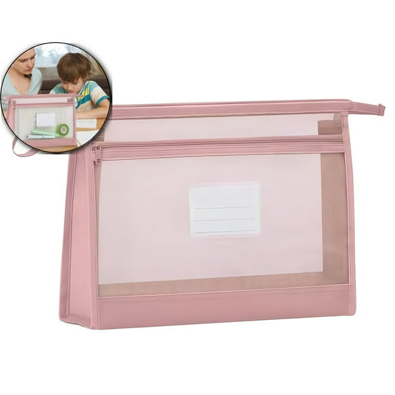 Dvruxg A3 Mesh Zipper Pouch Bags Mesh Zipper Pouch Nylon Makeup Pouch, Clear Document Bag Cosmetic Bag Makeup Bags Travel Accessories Toy Storage Bags