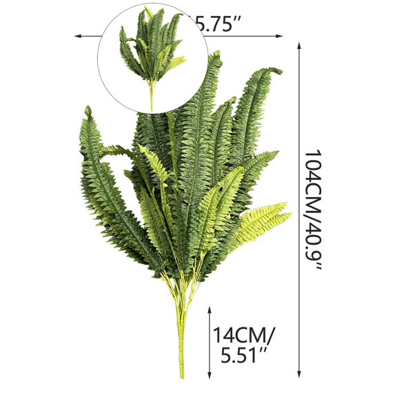 Dvruxg Artificial Fern, Large Hanging Fake Plant Wall Decor with 37 Fronds, Faux Fern Vines for Home and Office Decor