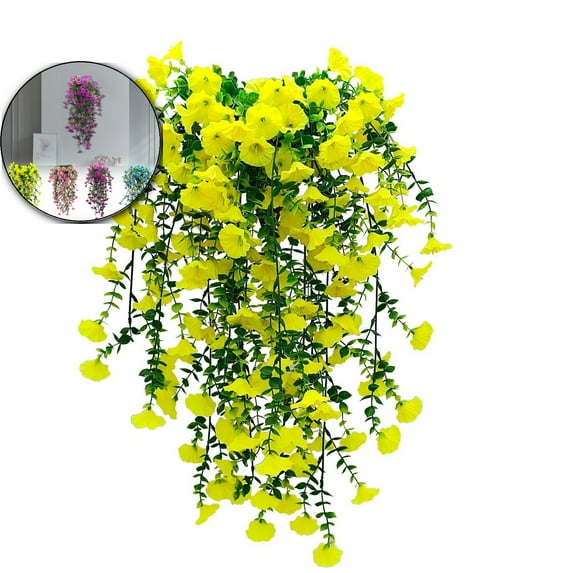 Dvruxg Artificial Hanging Flowers for Outdoors, Faux Plants Outdoor UV Resistant, Hanging Baskets with Artificial Flowers for Planters, Spring Summer Porch Patio Decorations Outdoor