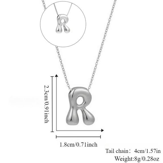 Dvruxg Bubble Letter Necklace, Dainty Initial Necklaces for Women Trendy Cute Chunky Charm Monogram Pendant Name Necklace Fashion Jewelry Gifts