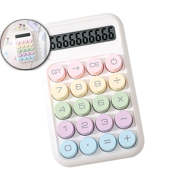 Dvruxg Candy Calculator, Typewriter-Inspired Mechanical Key, Large Screen, Round Button, Easy-to-use Desk Accessories for Office Home