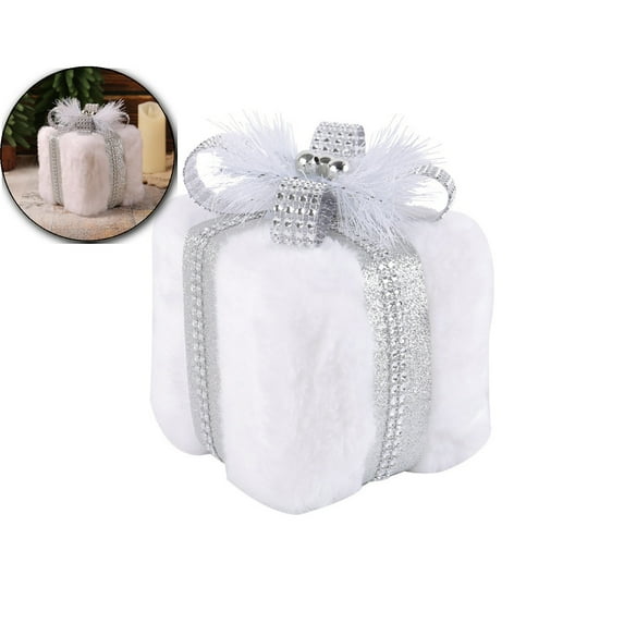 Dvruxg Christmas Plush Gift Box Decoration, Gift Cube Box, Plush Boxes Decoration with Bows, Indoor Outdoor Present Boxes Ornament for Home Yard Holiday