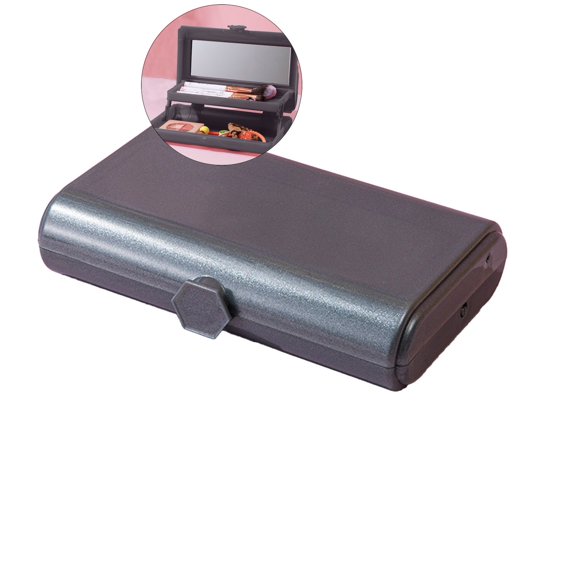 Dvruxg Cosmetic Display Cases, Makeup Storage Box with Mirror, Snap-Tight Lid, Ideal for Quick Touch Ups On The Go(Gray)