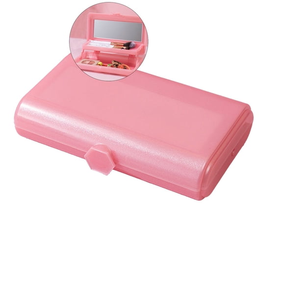 Dvruxg Cosmetic Display Cases, Makeup Storage Box with Mirror, Snap-Tight Lid, Ideal for Quick Touch Ups On The Go(Pink)