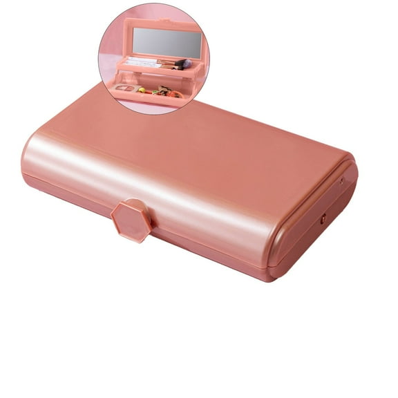 Dvruxg Cosmetic Display Cases, Makeup Storage Box with Mirror, Snap-Tight Lid, Ideal for Quick Touch Ups On The Go(Rose Gold)