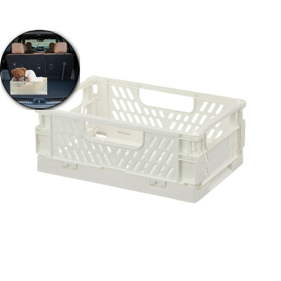 Dvruxg Crates for Storage, Storage Crates Plastic Stackable, Foldable Crate for Office Home Kitchen Bedroom Bathroom(White)