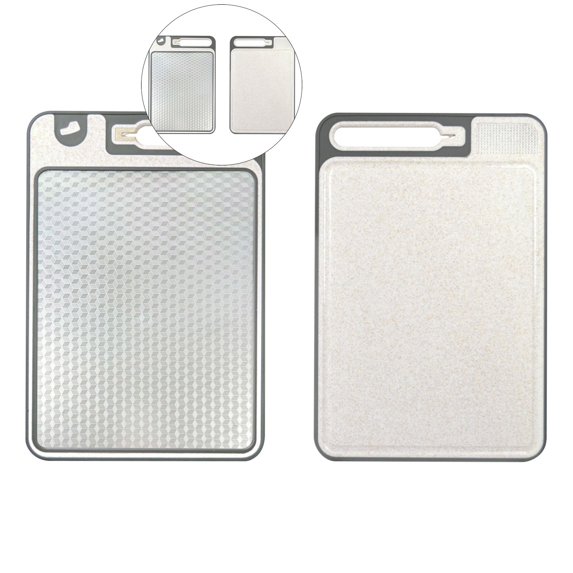 Dvruxg Double-Sided Stainless Steel Kitchen Cutting Board, Non-Slip Cutting Board with Knife Sharpener & Garlic Grater for Vegetable and Meat