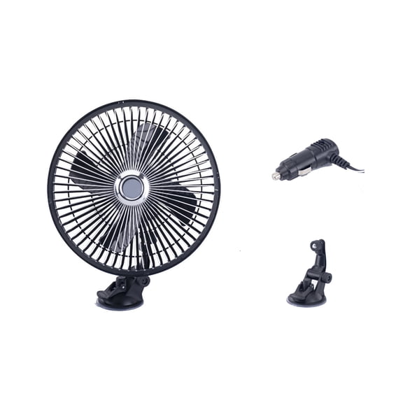 Dvruxg Electric Car Fan, 6 Inch Powerful Cooling Air Fan with Upgrade Powerful Suction Cup, 360° Rotatable Portable Quiet Fan for Vehicle Car Truck Van SUV RV
