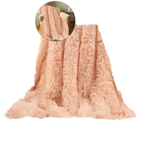 Dvruxg Faux Fur Blankets Queen Size, Soft Fuzzy Fluffy Blanket, Warm Thick Sherpa Long Hair Shag Lightweight Cozy Throw for Bedroom Sofa Couch