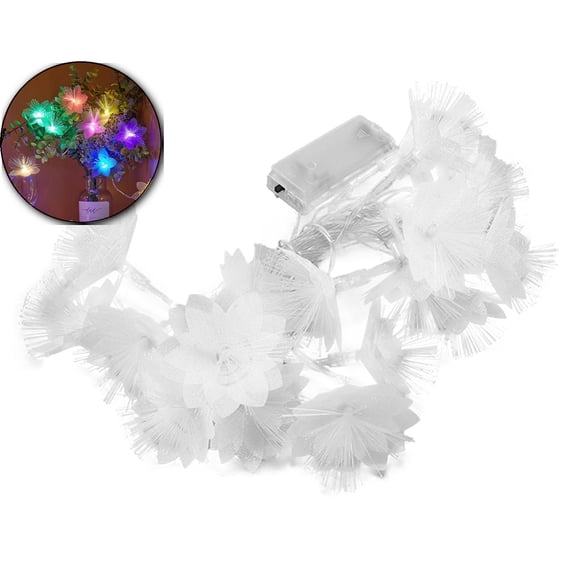 Dvruxg Fiber Optic Flower String Light, 10 Led Flower Light Waterproof, Battery Powered, for Bedroom, Christmas Tree, Garland, Wedding Party, New Year, Garden Romantic Decor