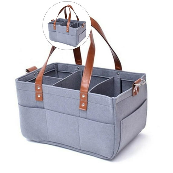 Dvruxg Foldable Rectangular Basket with Adjustable Dividers, Sturdy Handle, Portable, Perfect for Car(Blue)