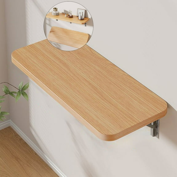 Dvruxg Foldable Wall-Mounted Shelf - Heavy Duty Wood Storage Board, 90° Flip Space-Saving Design for Bathroom, Kitchen, Office