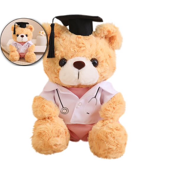 Dvruxg Graduation Doctor Bear Stuffed Animal Teddy Bear in Doctor Uniform and Graduation Cap