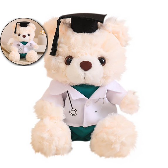 Dvruxg Graduation Doctor Bear Stuffed Animal Teddy Bear in Doctor Uniform and Graduation Cap