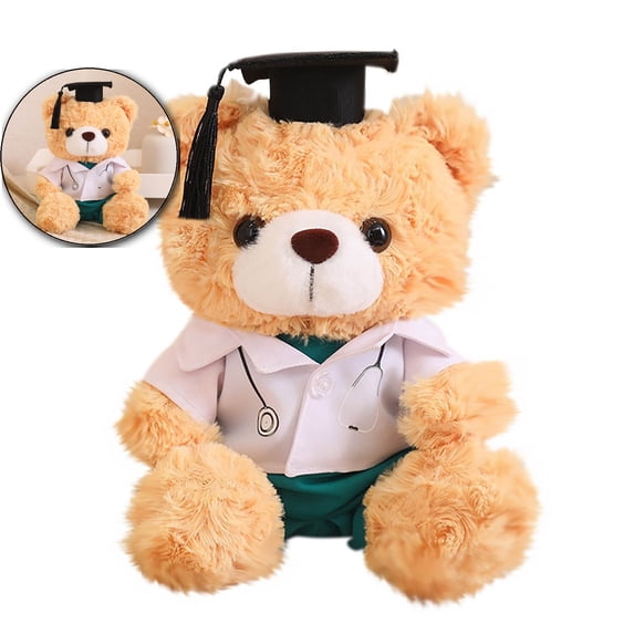 Dvruxg Graduation Doctor Bear Stuffed Animal Teddy Bear in Doctor Uniform and Graduation Cap