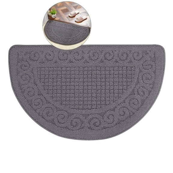 Dvruxg Half Round Indoor Door Mat, Non Slip Machine Washable Entryway Rug for Front/Back Outdoor, Half Circle Absorbent Low Profile Entrance Kitchen Floor Mat Doormat