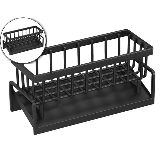 Dvruxg Kitchen Sink Caddy, Self-Draining Sponge Holder, Sponge Organizer with Rag Holder, Kitchen Caddy Sink Organizer for Soap Dispenser Storage Accessorie