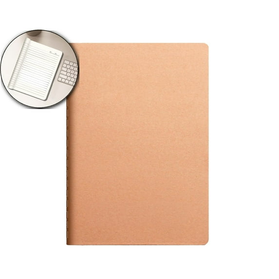 Dvruxg Kraft Paper Notebook – A5/B5/A4 Size Student Reading Diary with 8mm Grid Lines – Softcover Writing Journal for Notes & Journaling