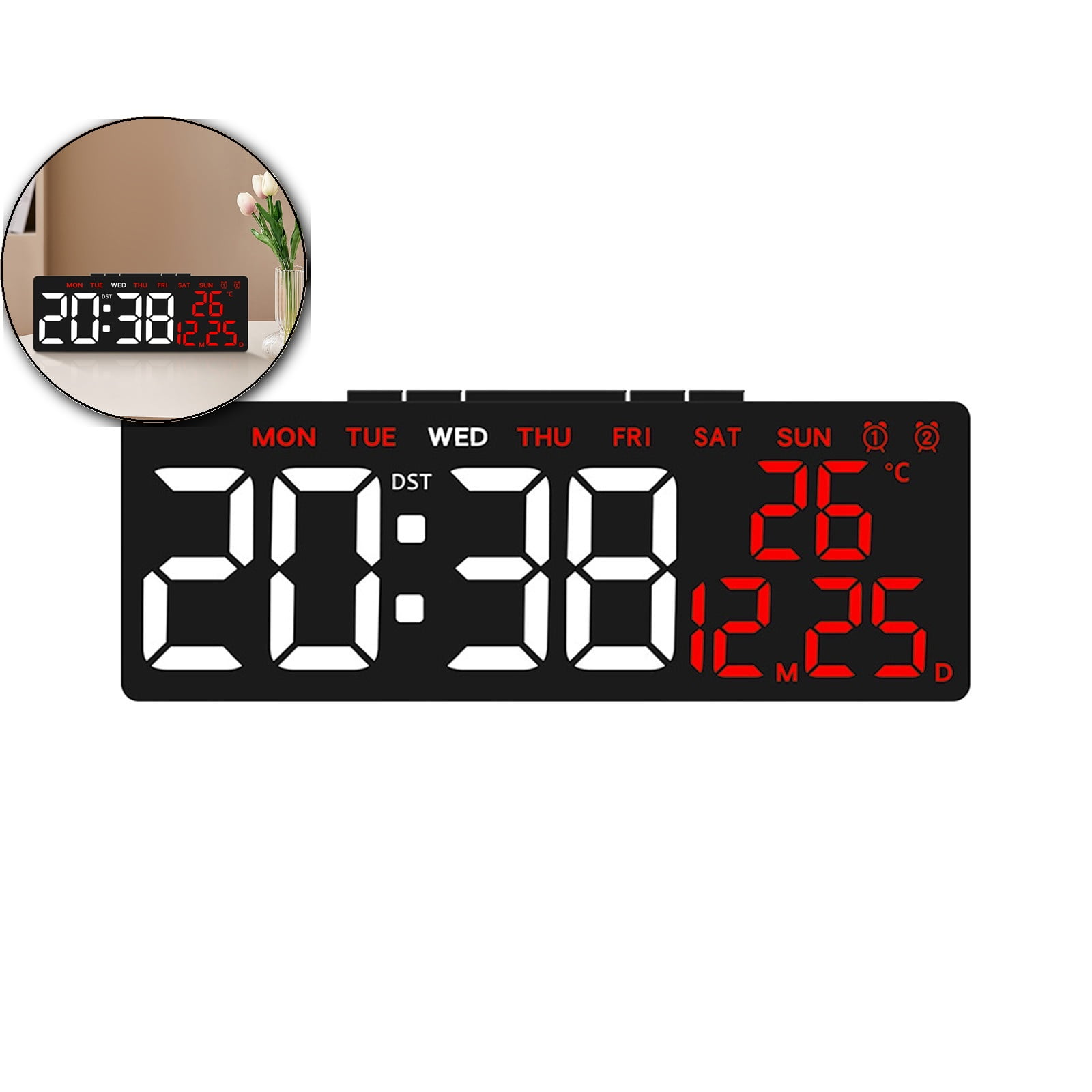 Dvruxg LED Digital Wall Clock Decorative, Digital Alarm Clocks for ...
