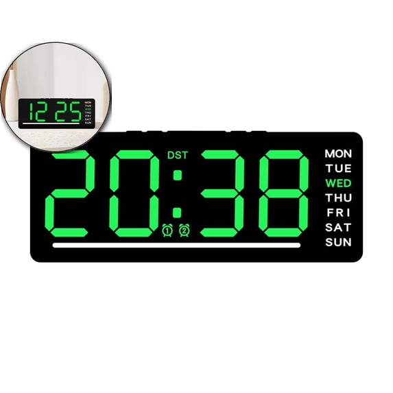 Dvruxg LED Wall Clock Digital Clock LED Digital Wall Clock with Large Display, Modern Electric Small Silent Wall Clock for Living Room, Bedroom