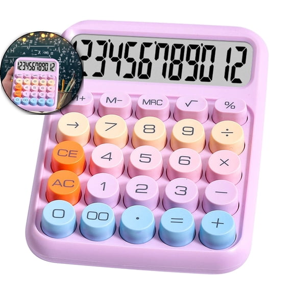 Dvruxg Mechanical Switch Calculator with Big Buttons, Calculators Desktop, 12 Digits, Large LCD Display, Desk Calculator, Cute Calculators for Office