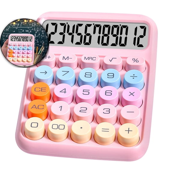 Dvruxg Mechanical Switch Calculator with Big Buttons, Calculators Desktop, 12 Digits, Large LCD Display, Desk Calculator, Cute Calculators for Office