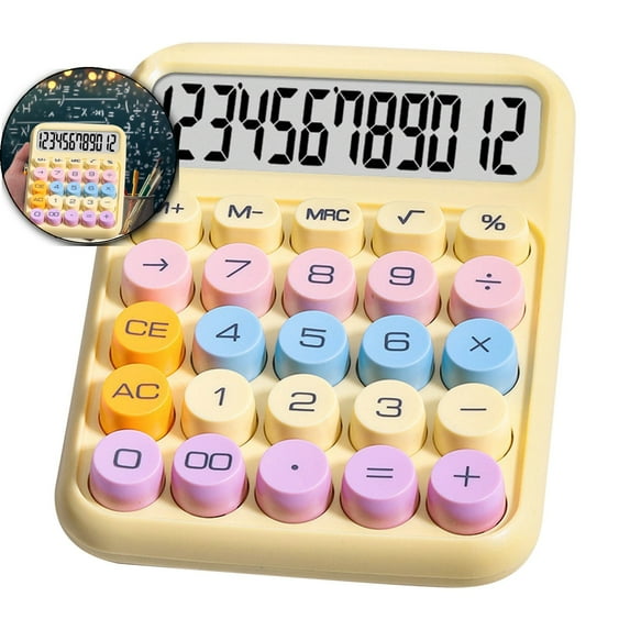 Dvruxg Mechanical Switch Calculator with Big Buttons, Calculators Desktop, 12 Digits, Large LCD Display, Desk Calculator, Cute Calculators for Office