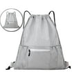 thumbnail image 1 of Dvruxg Mesh Drawstring Backpack Bag, Gym Sports Bag with Zipper Pocket Bottle Holder, String Beach Bag for Swiming Travel(Gray), 1 of 6