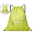 thumbnail image 1 of Dvruxg Mesh Drawstring Backpack Bag, Gym Sports Bag with Zipper Pocket Bottle Holder, String Beach Bag for Swiming Travel(Yellow), 1 of 6